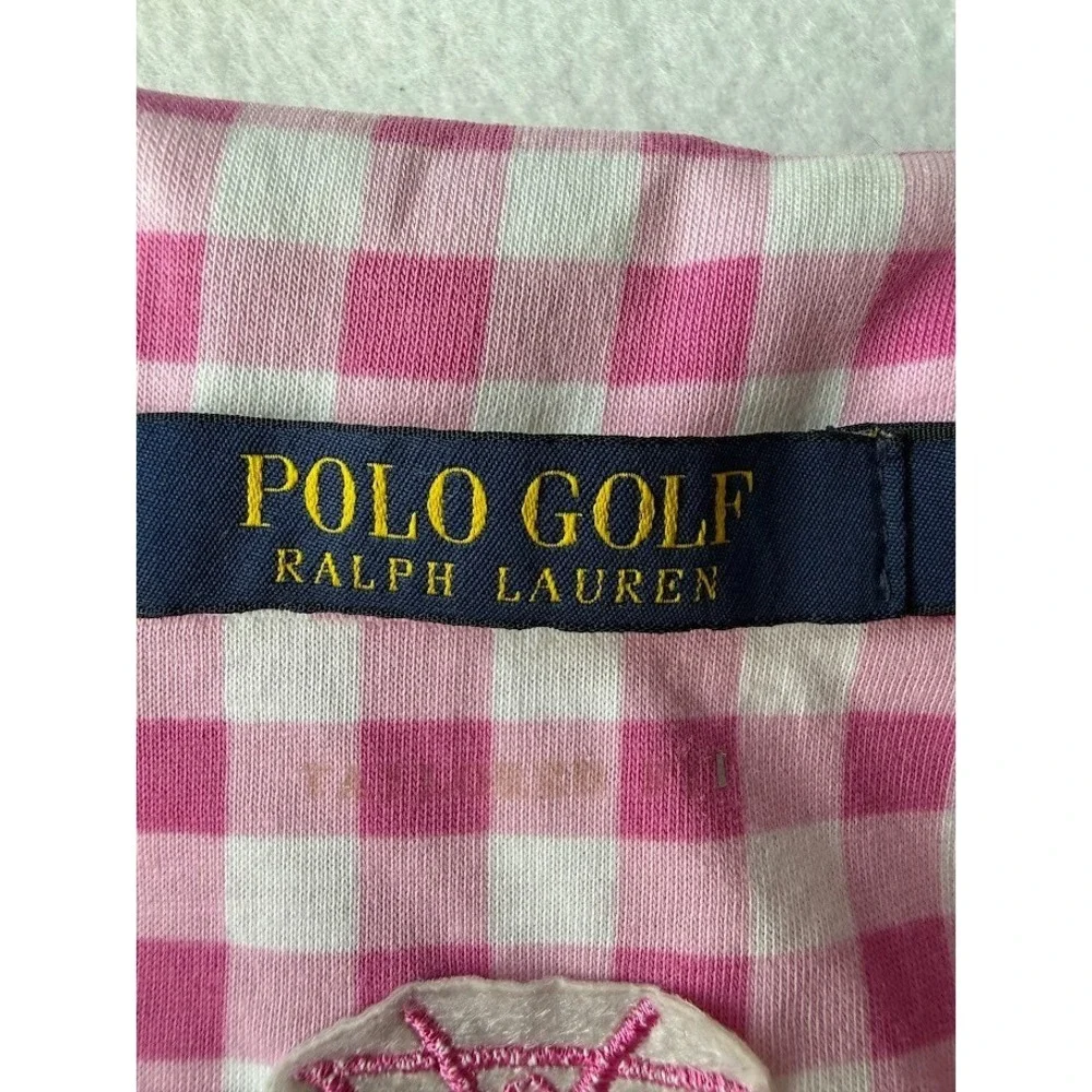 Polo Golf Ralph Lauren Shirt Women Medium Pink Gingham Sleeveless Tailored Fit